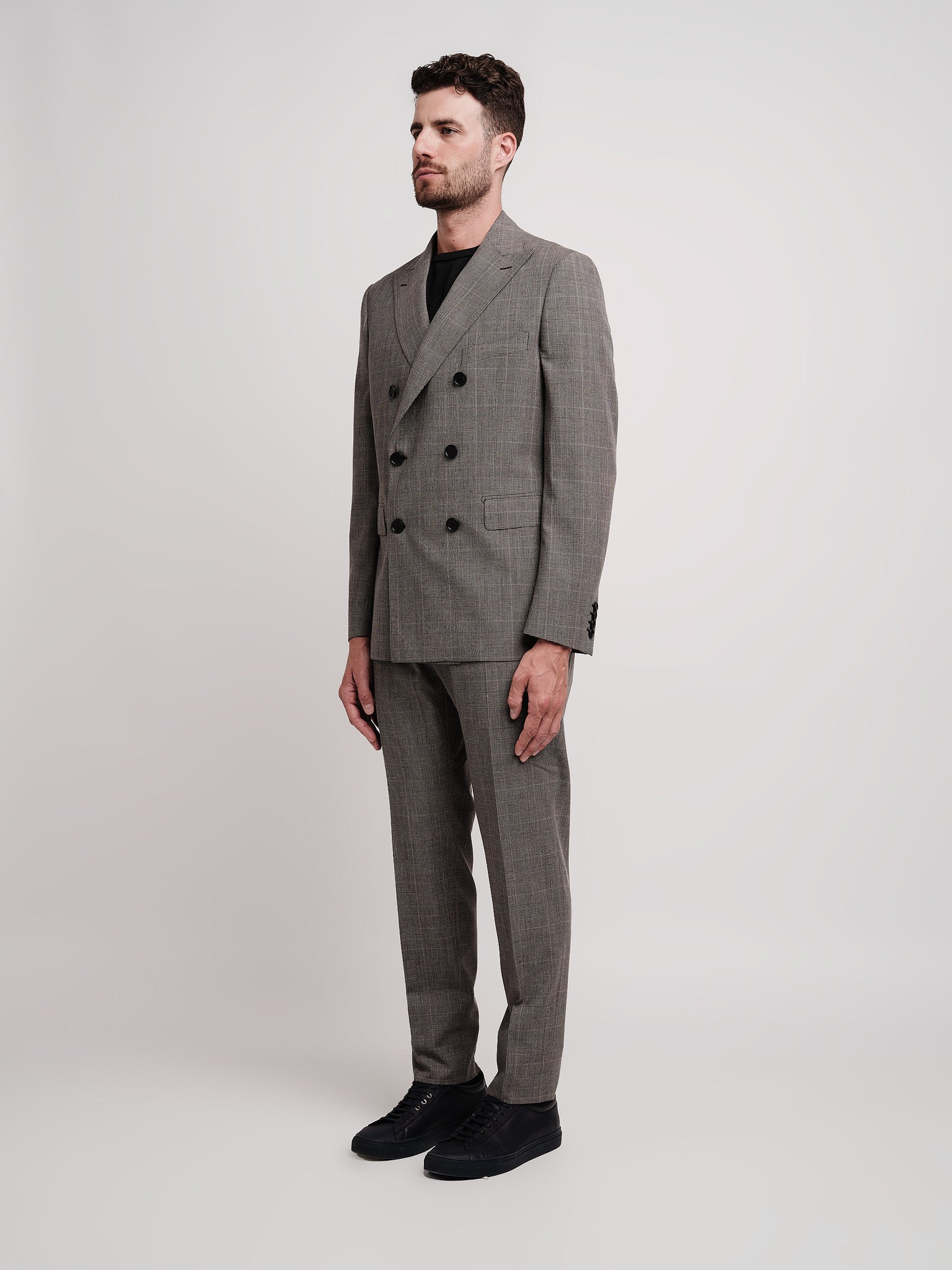 Abito doppiopetto in galles di lana beige