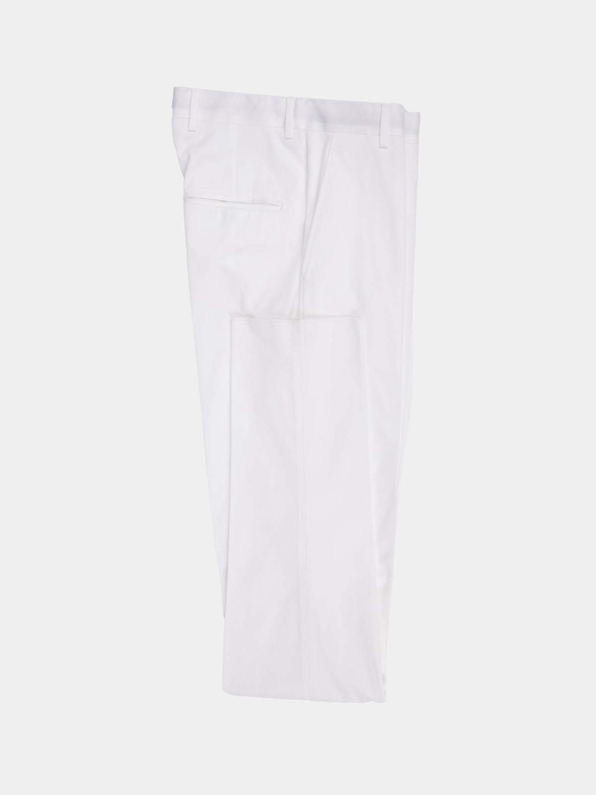 Double-breasted suit in white cotton satin