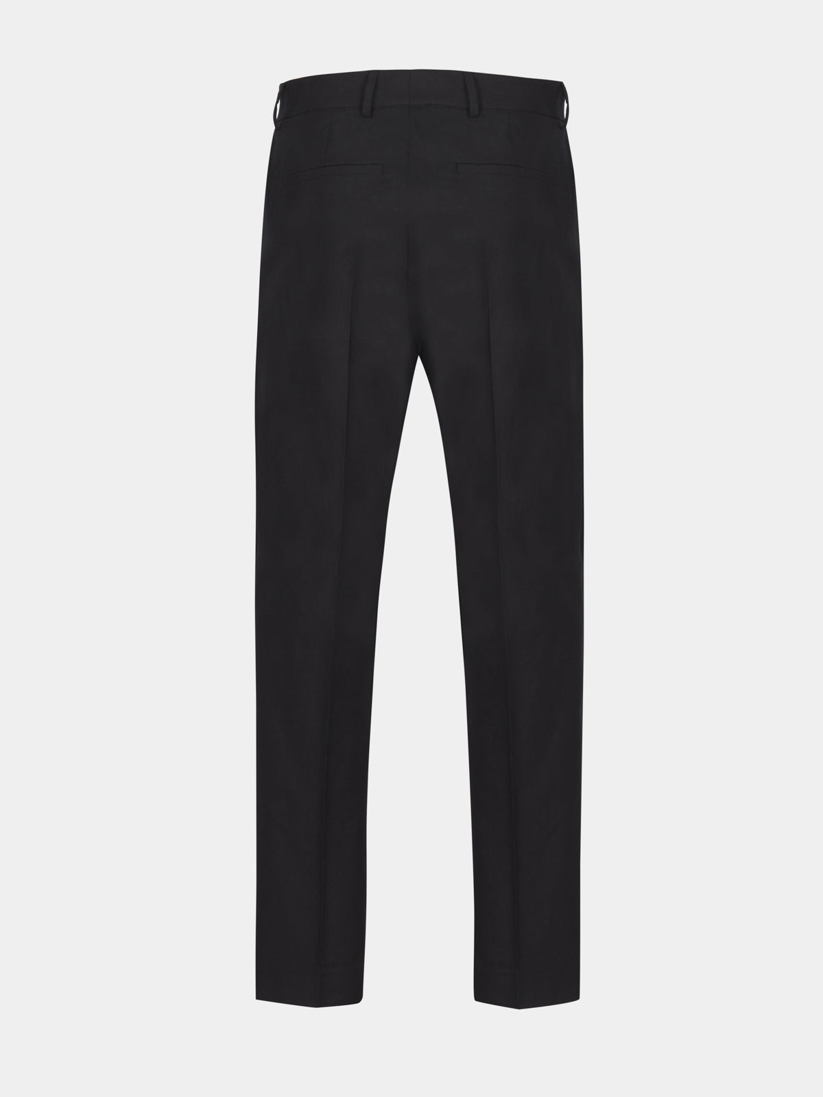 Pantalone con pince in lino nero stretch