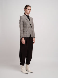 Double-breasted jacket in beige cotton wool Wales