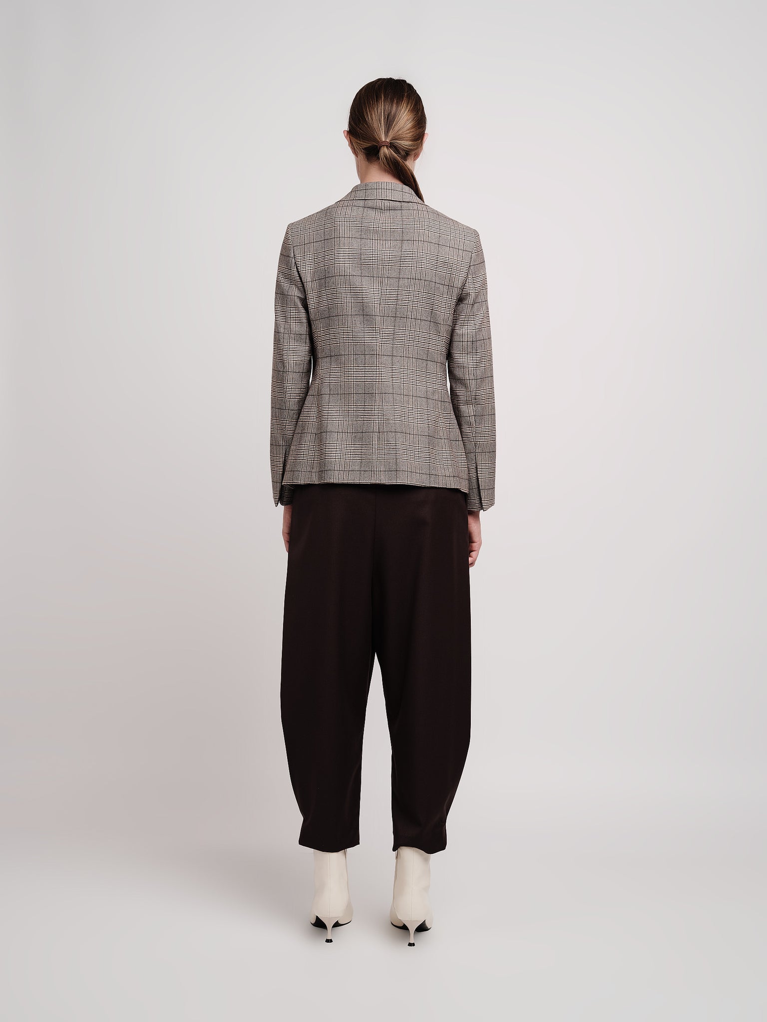 Double-breasted jacket in beige cotton wool Wales
