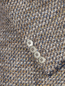 Beige raw cut tweed double-breasted jacket