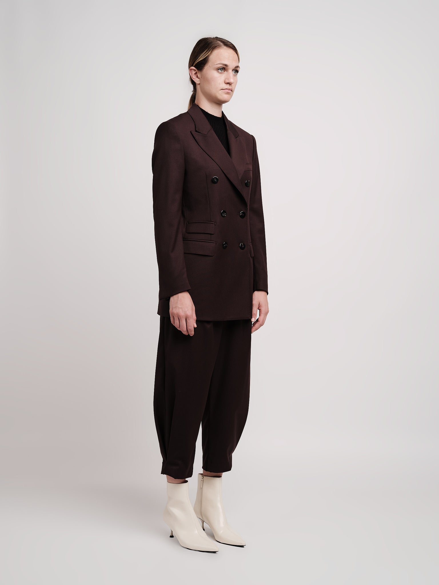 Double-breasted jacket in dark brown wool blend