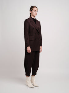 Double-breasted jacket in dark brown wool blend