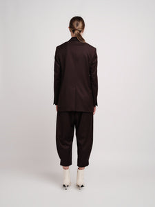 Double-breasted jacket in dark brown wool blend
