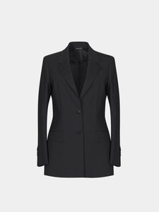Single-breasted jacket in black cool wool