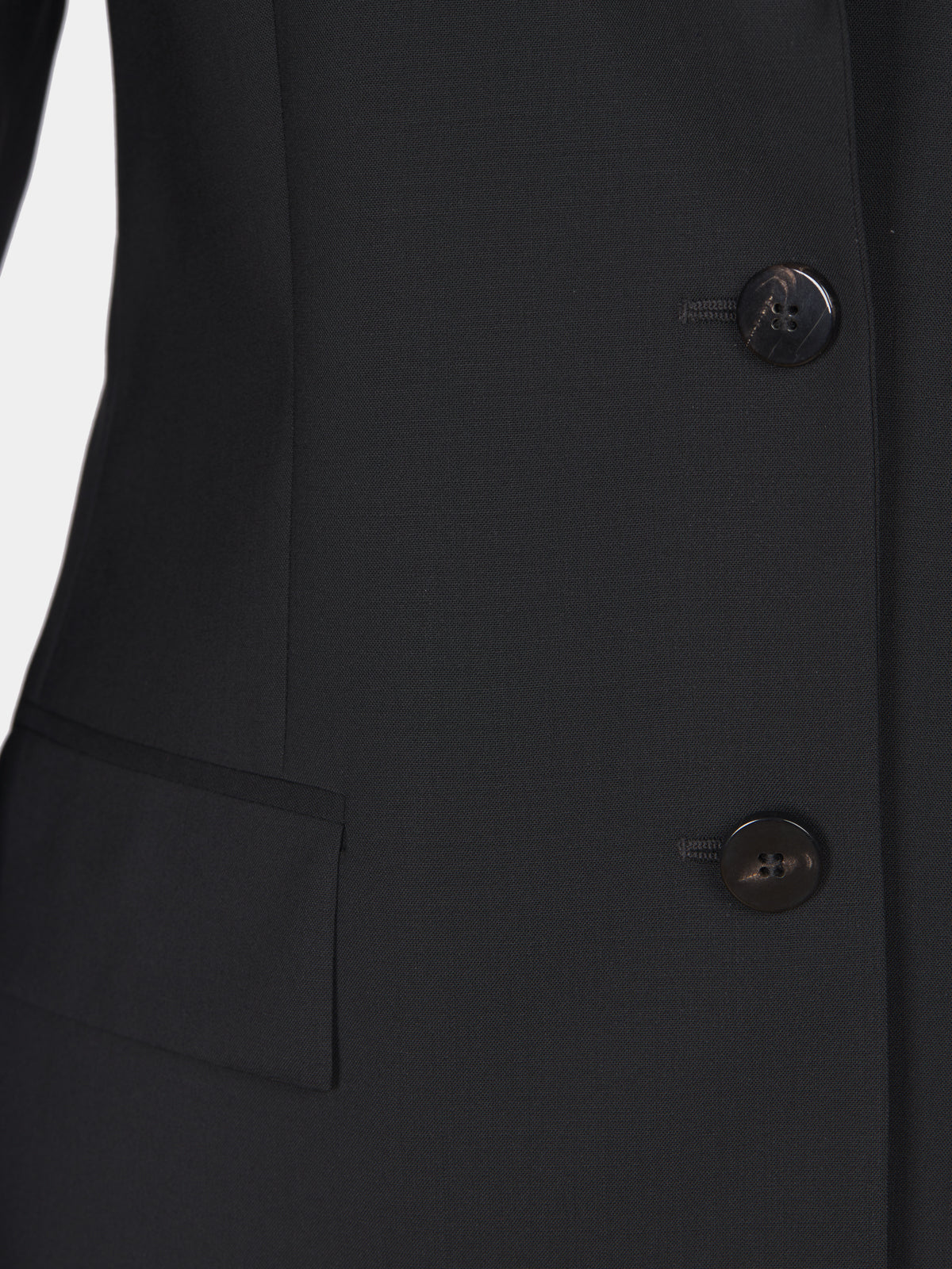 Single-breasted jacket in black cool wool