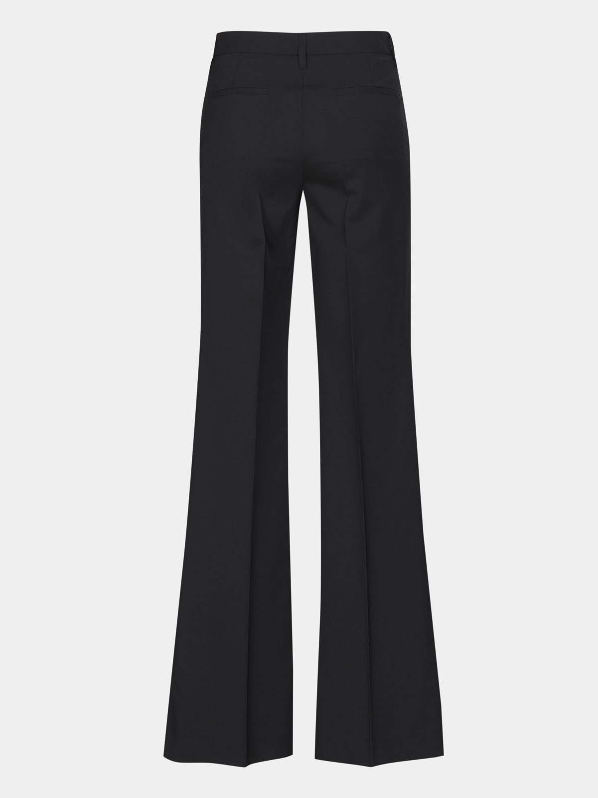 Flared trousers in black wool canvas