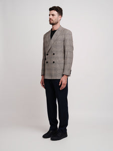 Double-breasted jacket in wool/cotton Wales in shades of beige