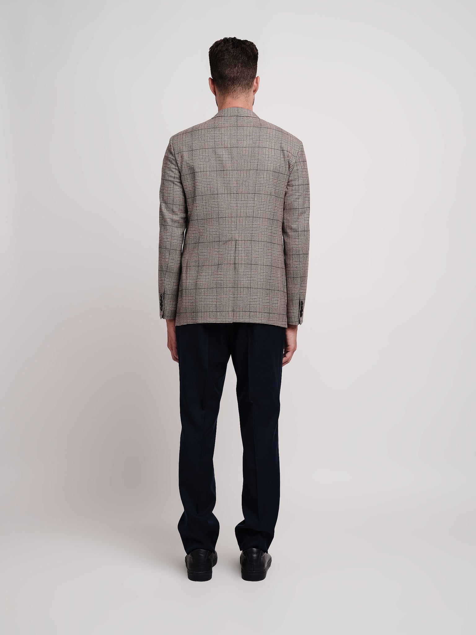 Giacca doppiopetto in galles di lana/cotone sui toni del beige
