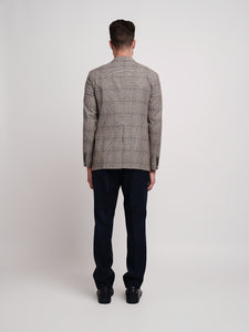 Giacca doppiopetto in galles di lana/cotone sui toni del beige