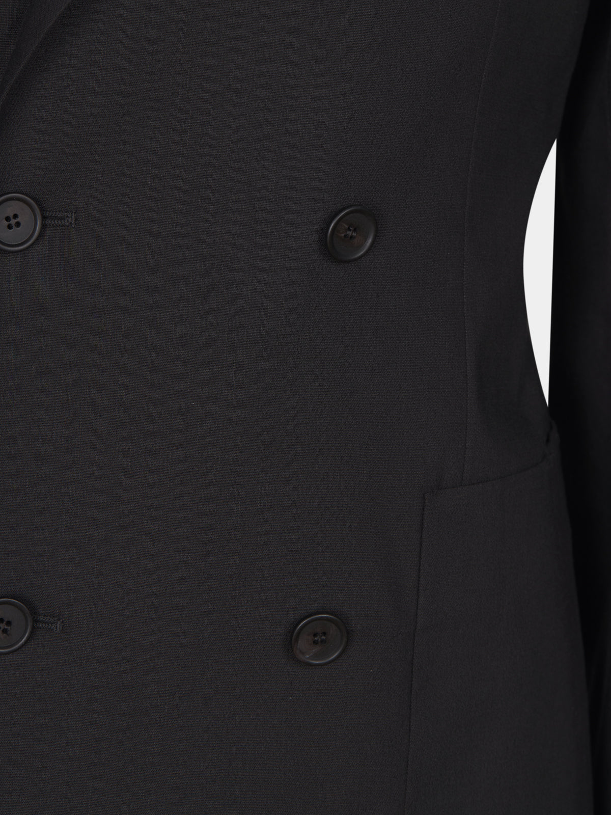 Double-breasted jacket in black stretch linen