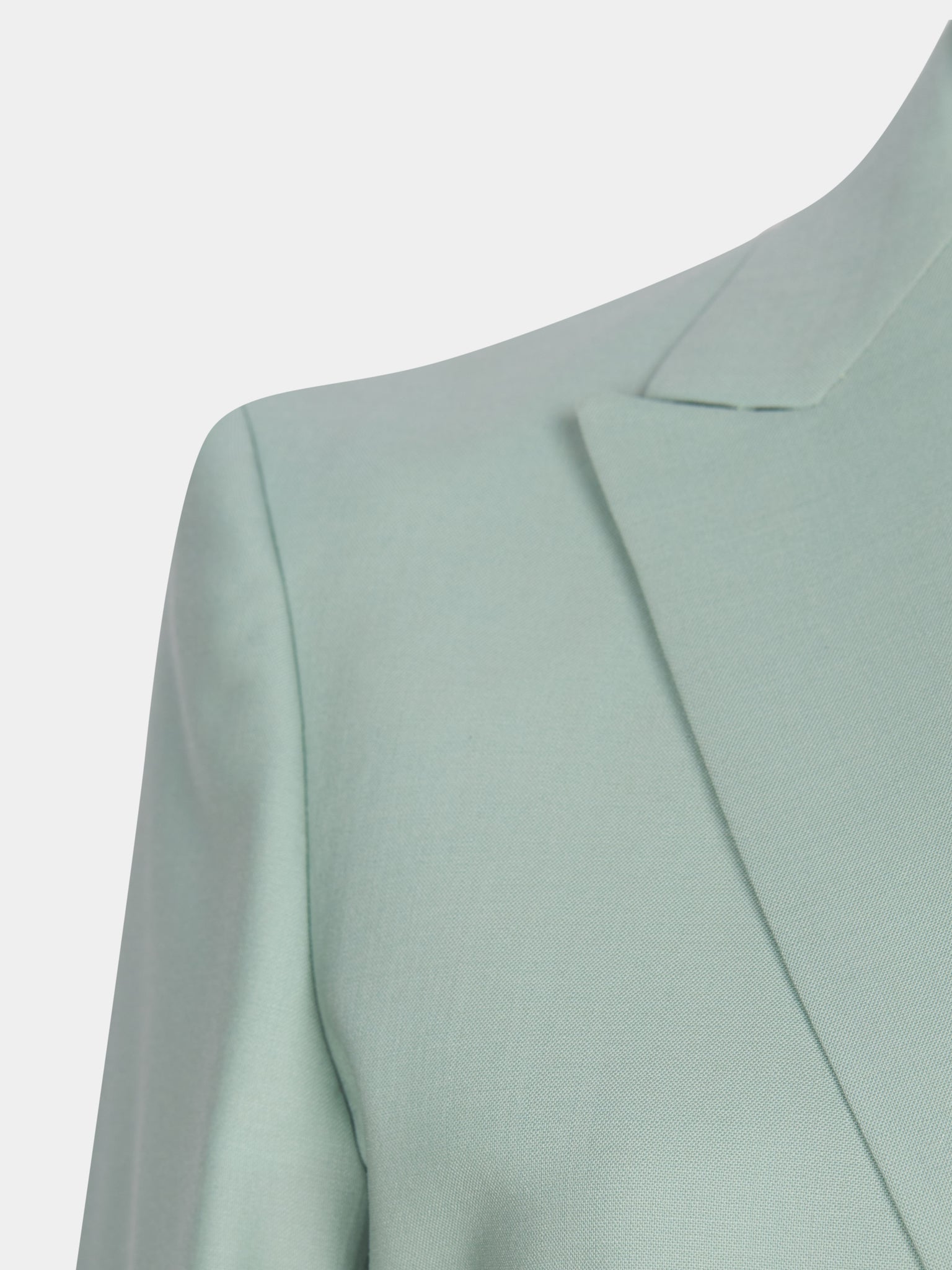 Giacca doppiopetto in tela di lana stretch color verde acqua
