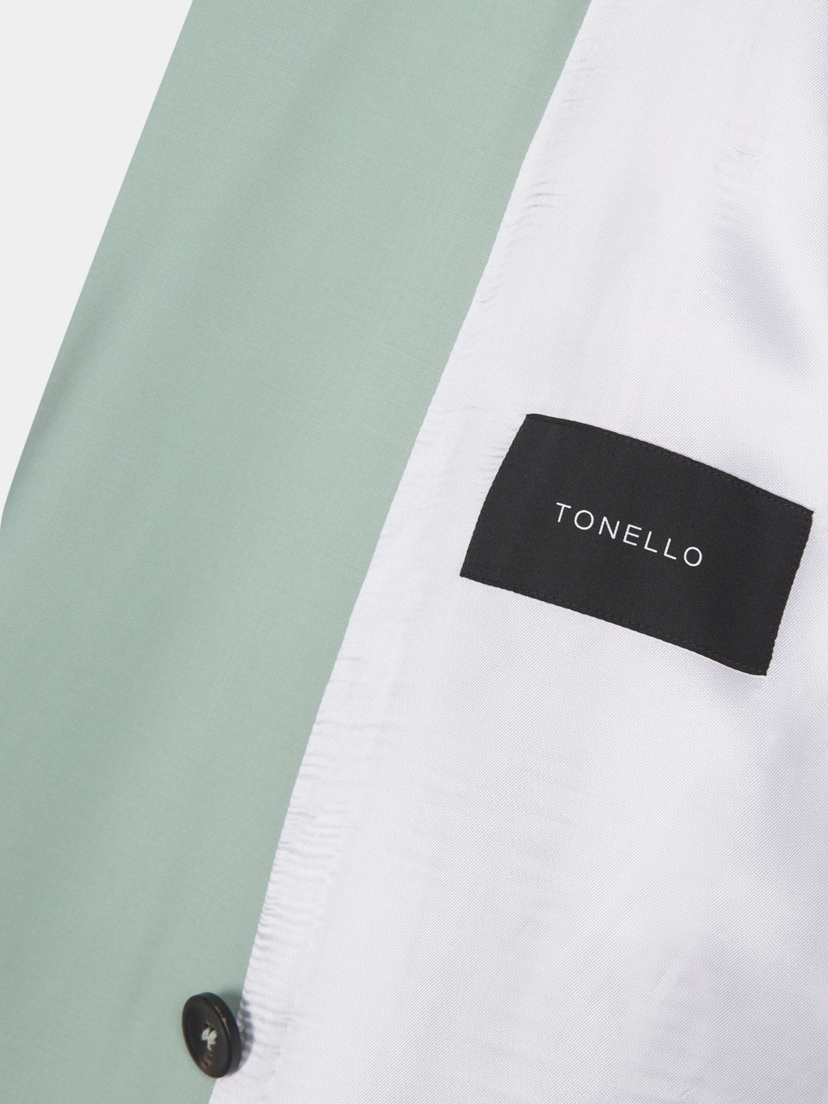 Giacca doppiopetto in tela di lana stretch color verde acqua