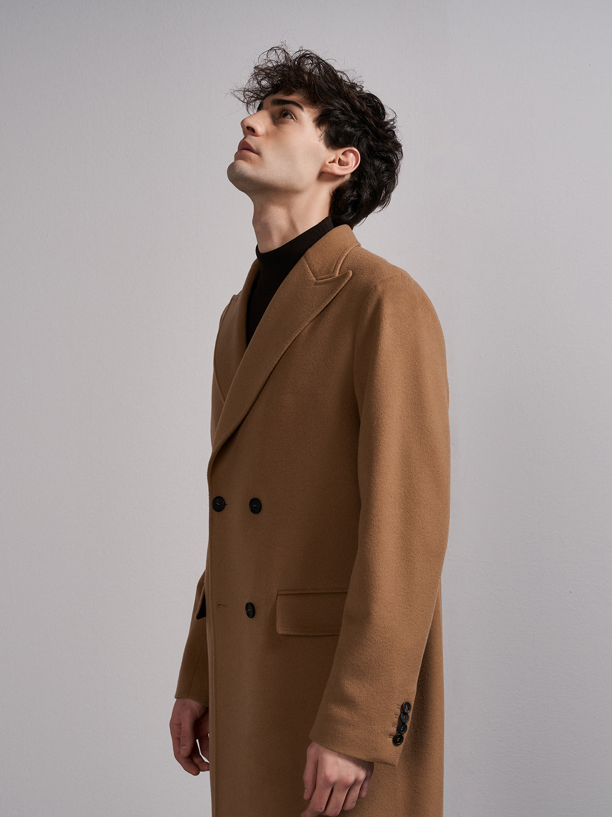 Deconstructed coat in cashmere blend cloth