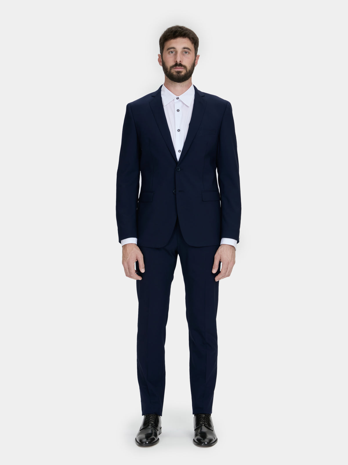 Abito in fresco di lana blu medio Drop 8