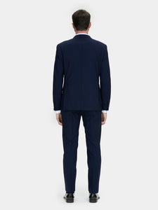 Abito in fresco di lana blu medio Drop 8