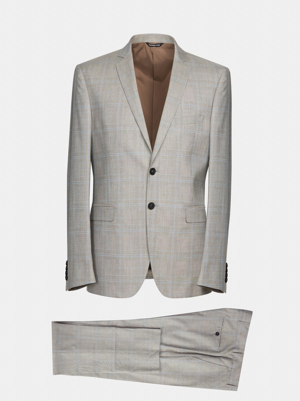 Beige Prince of Wales wool lyocell blend suit Drop 8