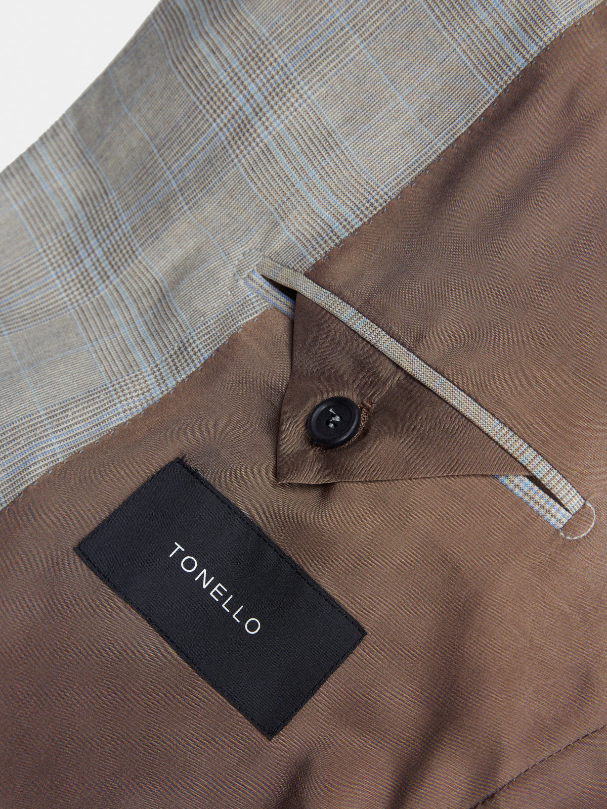 Beige Prince of Wales wool lyocell blend suit Drop 8