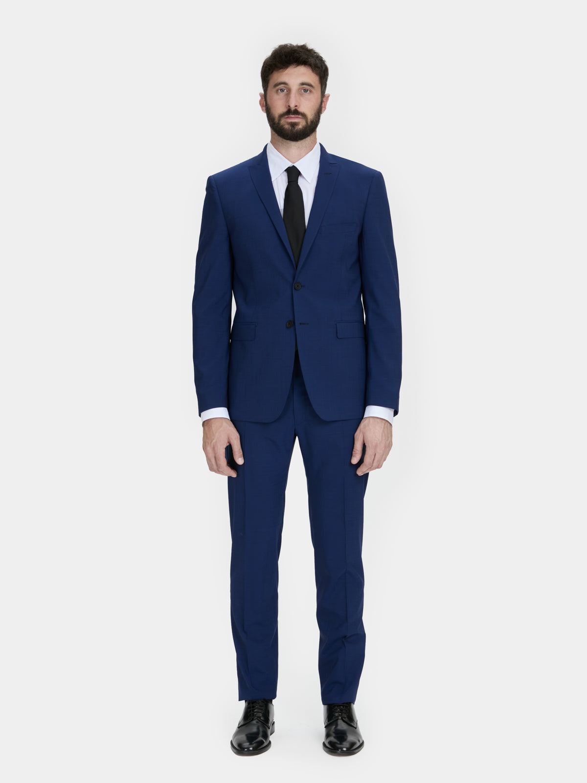 Open dress in cool blue wool Drop 8