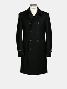 Peacoat in military cloth in wool jersey