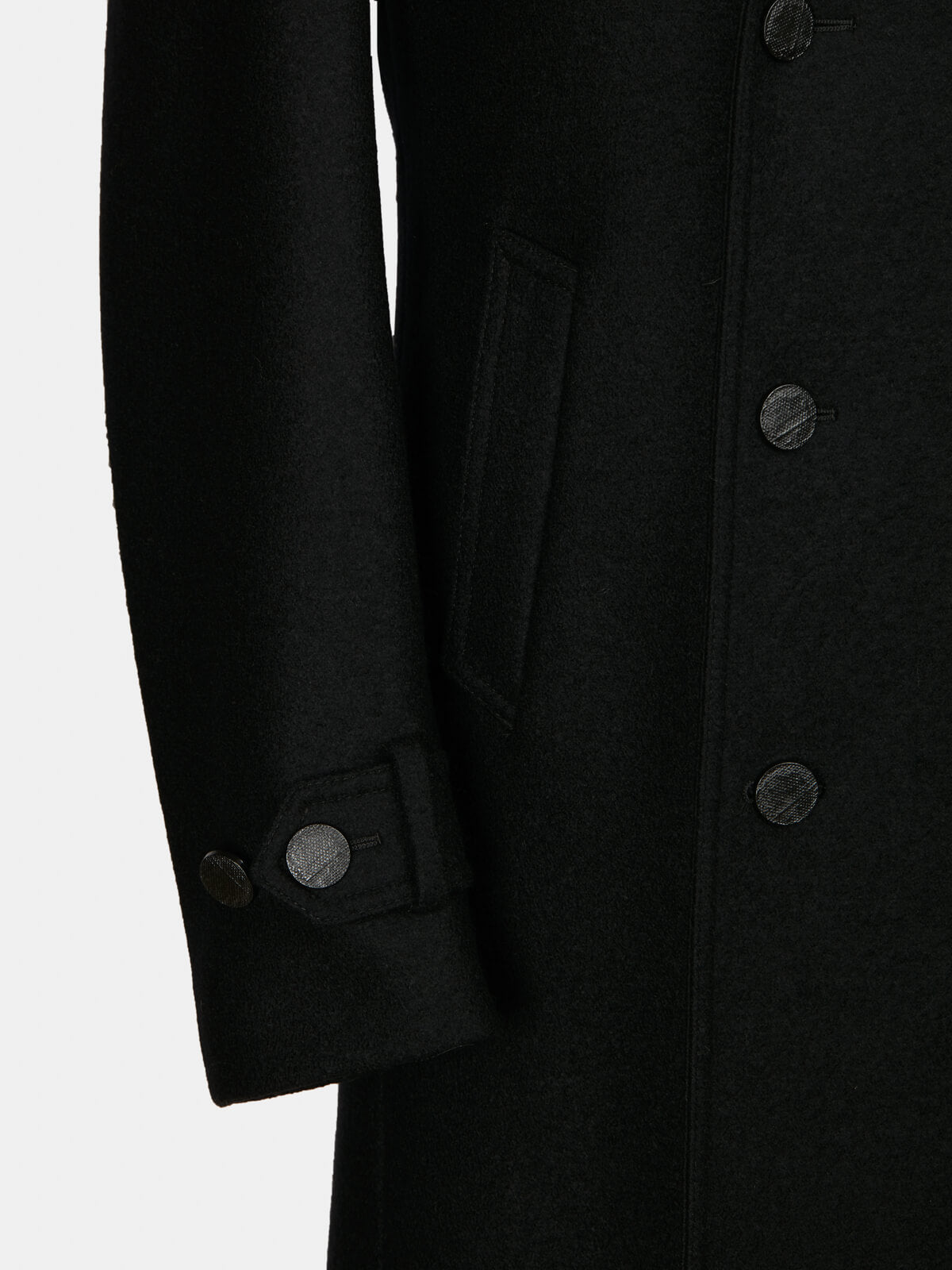 Peacoat in military cloth in wool jersey