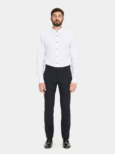 Pantalone smoking in fresco di lana nero slim fit
