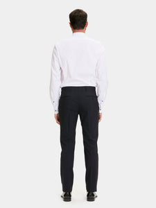 Pantalone smoking in fresco di lana nero slim fit