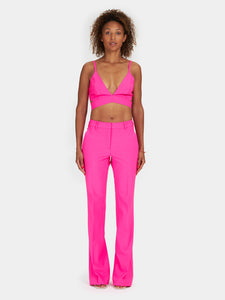 Pantalone a zampa in lana fucsia