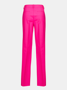 Pantalone a zampa in lana fucsia