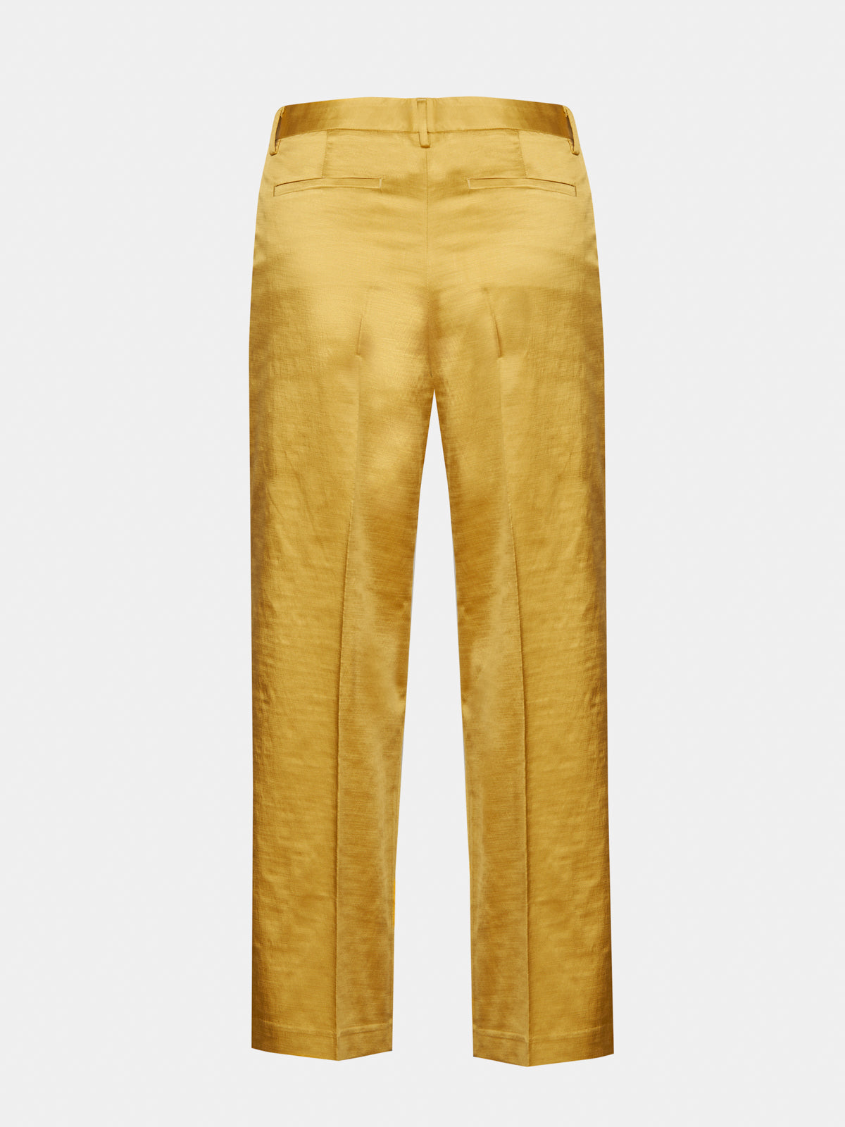 Pantalone dritto in raso di cotone color miele