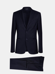 Wash&Wear suit in blue wool gabardine