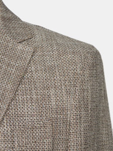 Single-breasted slim fit jacket in beige stretch cotton