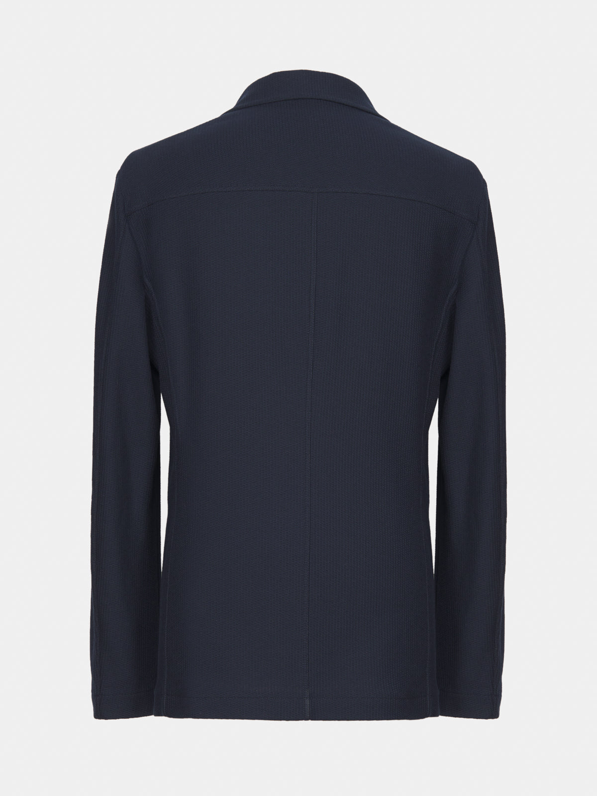 Single-breasted jacket in blue jersey