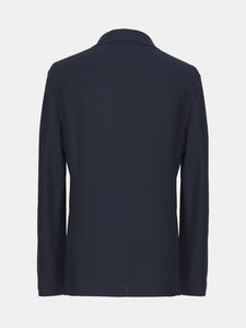 Single-breasted jacket in blue jersey