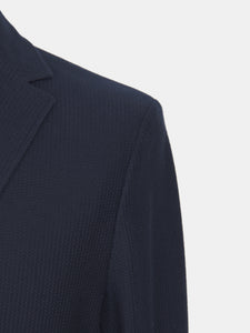 Single-breasted jacket in blue jersey