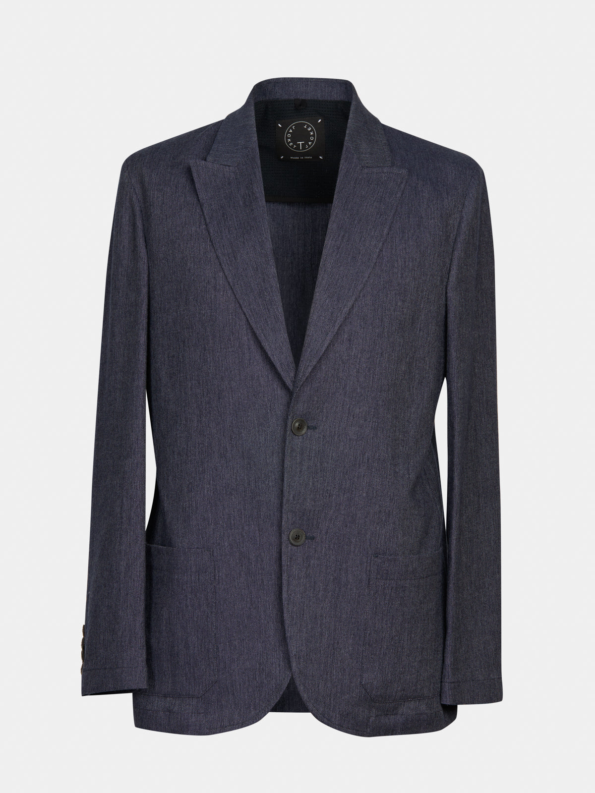 Single-breasted jacket in denim-like fabric