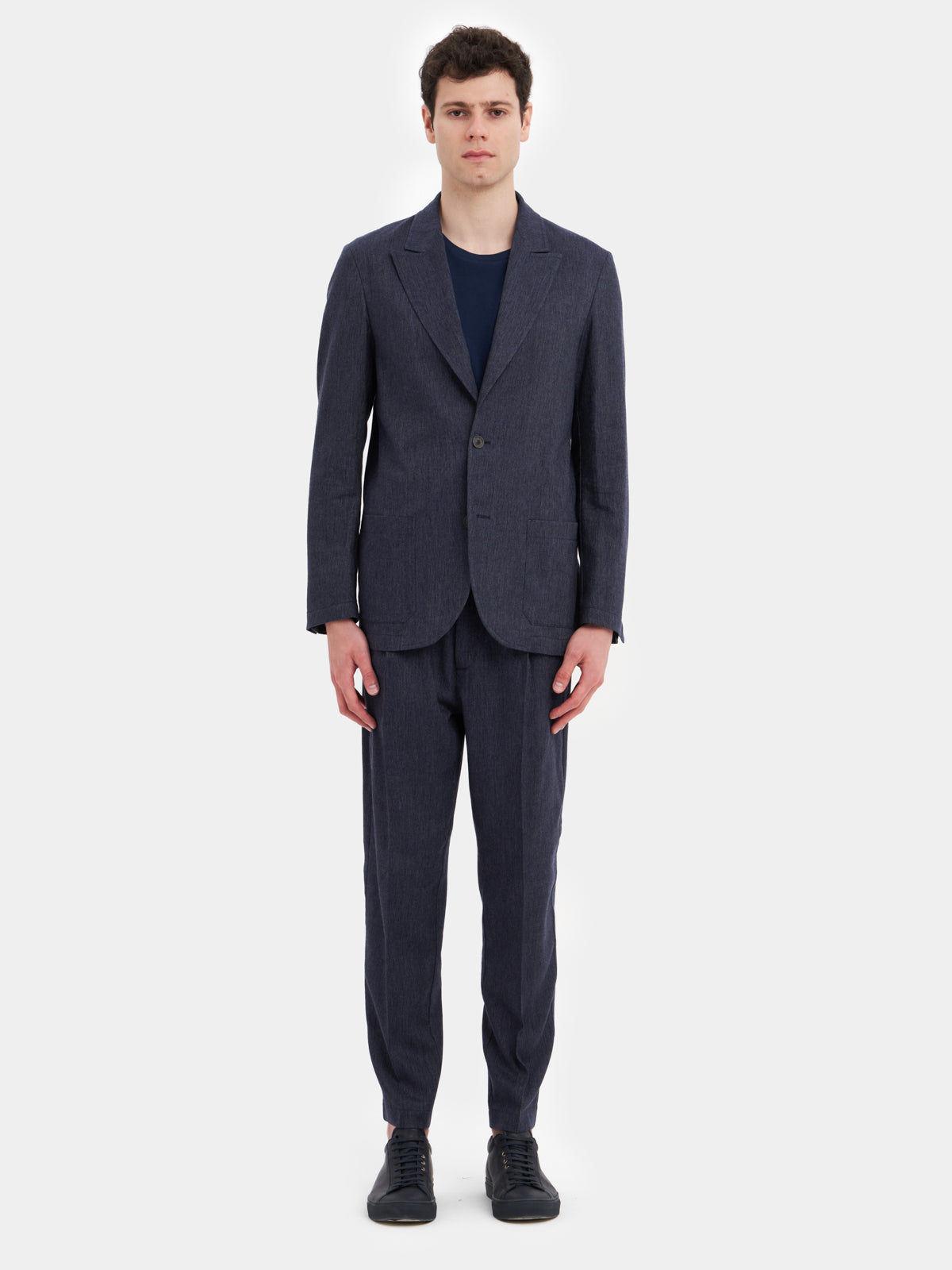 Single-breasted jacket in denim-like fabric