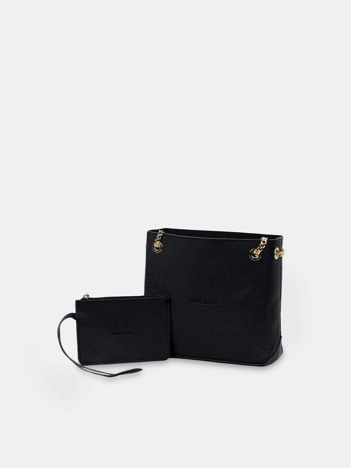 Borsa a tracolla nera in pelle