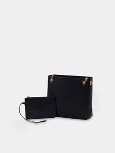 Borsa a tracolla nera in pelle