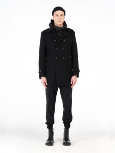 Cappotto nero uomo con cappuccio