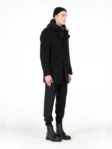 Cappotto nero uomo con cappuccio