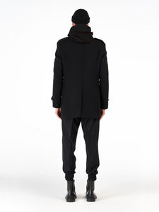 Cappotto nero uomo con cappuccio