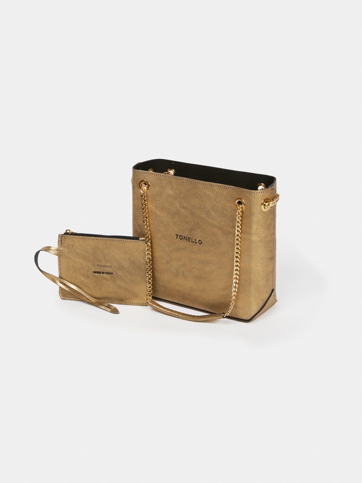 Borsa a tracolla oro in pelle